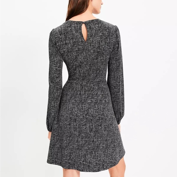 LOFT Textured Black Long Sleeve Dress - Picture 2 of 11